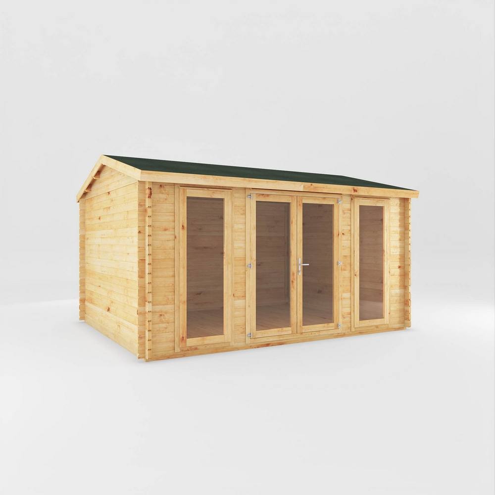 Mercia Home Office Studio Log Cabin - 28 mm - L365.1 x W453.6 x H266.4 cm in Light Tan
