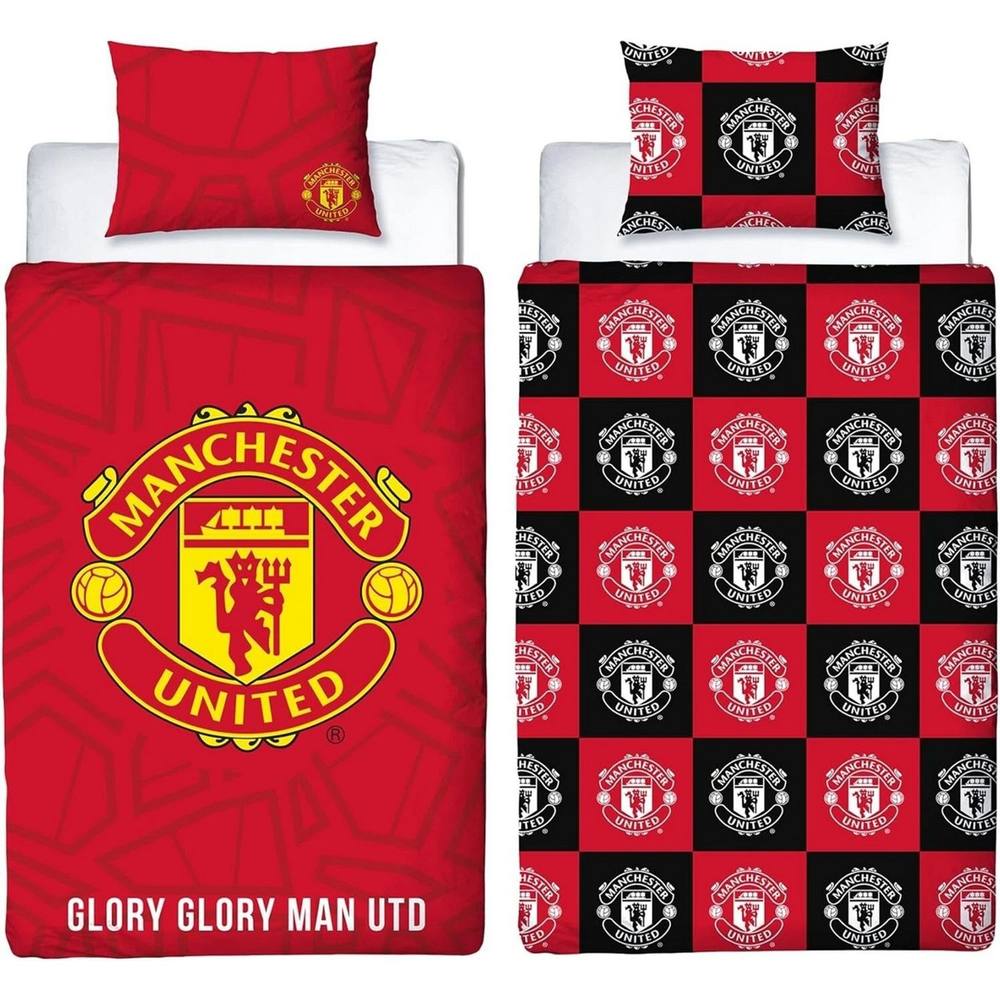 Manchester United FC Crest Reversible Duvet Set in Red