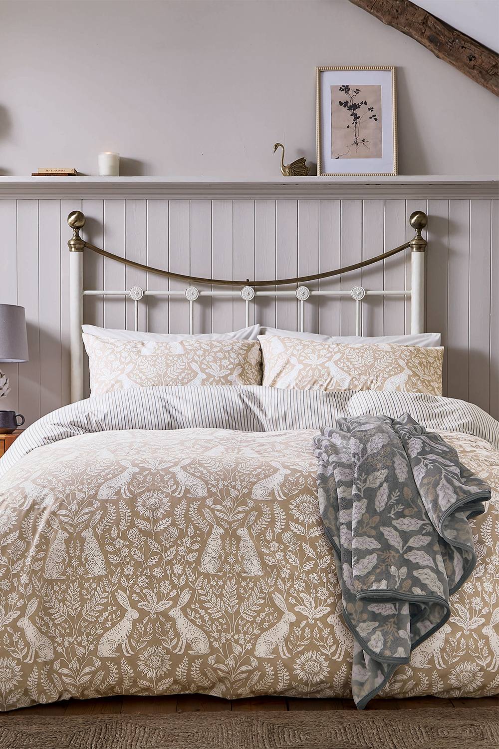 Helena Springfield 'Hares' Cotton Duver Cover Set in Cream