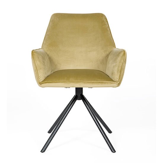 Uno Velvet Fabric Dining Chair In Citron
