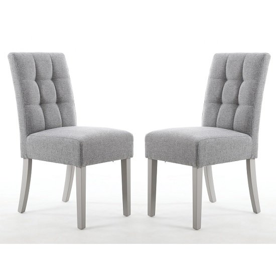 Catria Dining Chair Silver Grey With Grey legs In A Pair