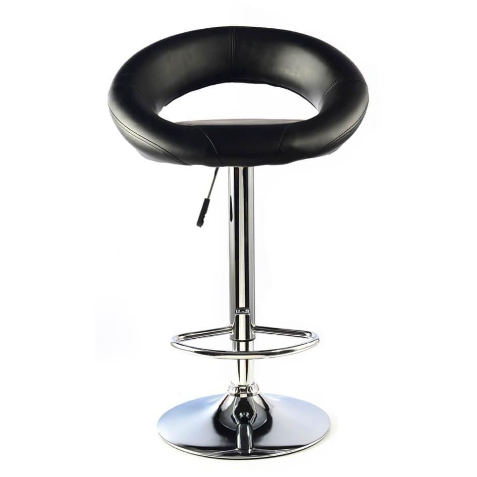 netfurniture Furrai Kitchen Bar Stool PVC Chrome & Black Height Adjustable