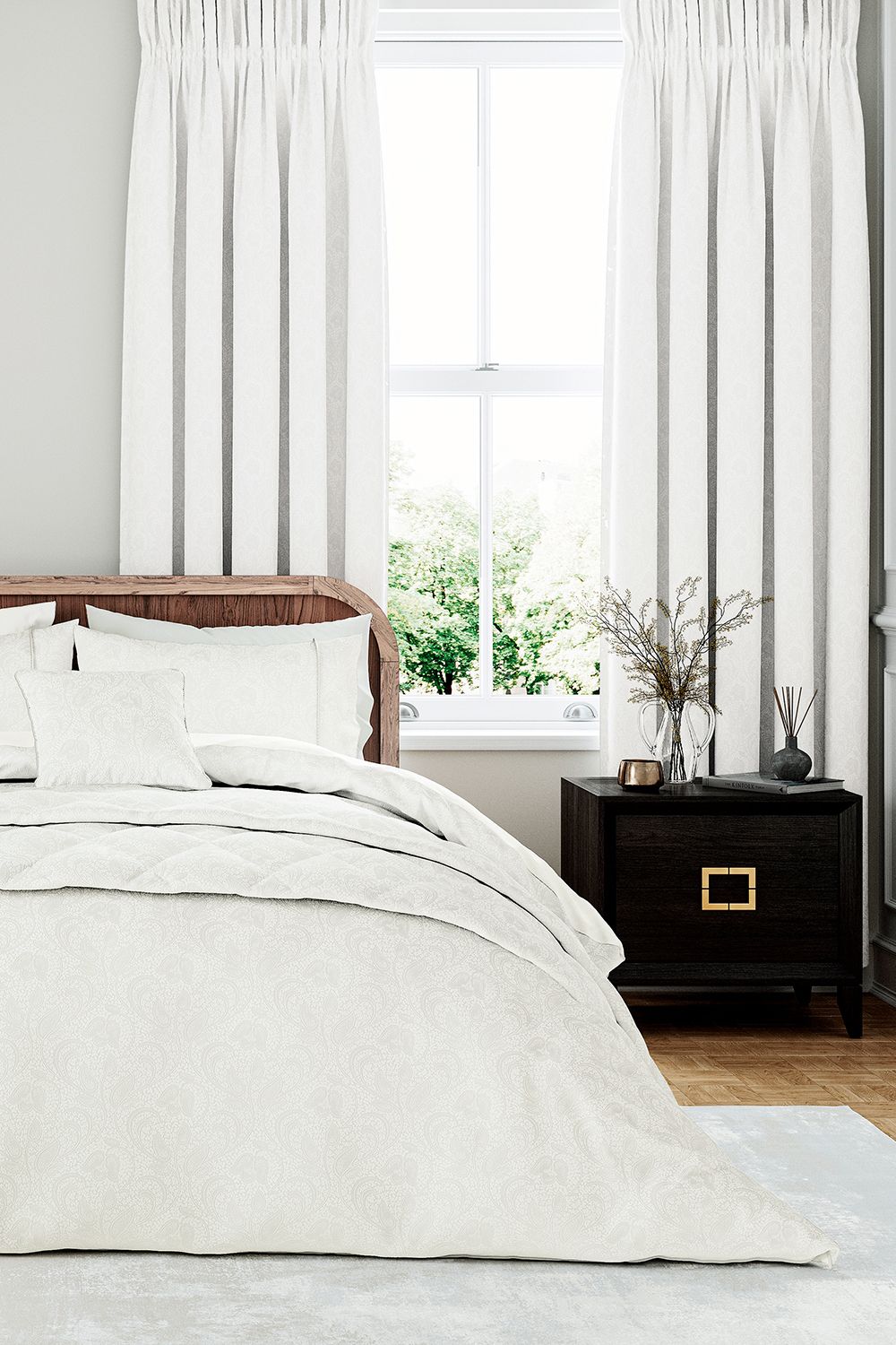 1951 'Ashleigh' Jacquard Duvet Cover Set in White
