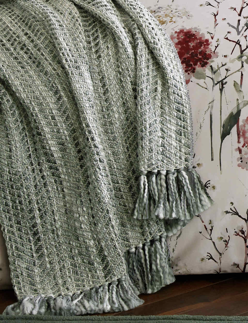 LAURA ASHLEY HOME Cotton Blend Liberton Throw Green Mix