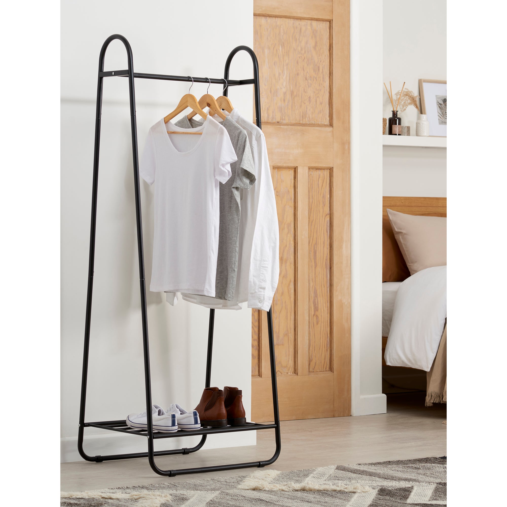 Clothes Rail with Storage Shelf Grey