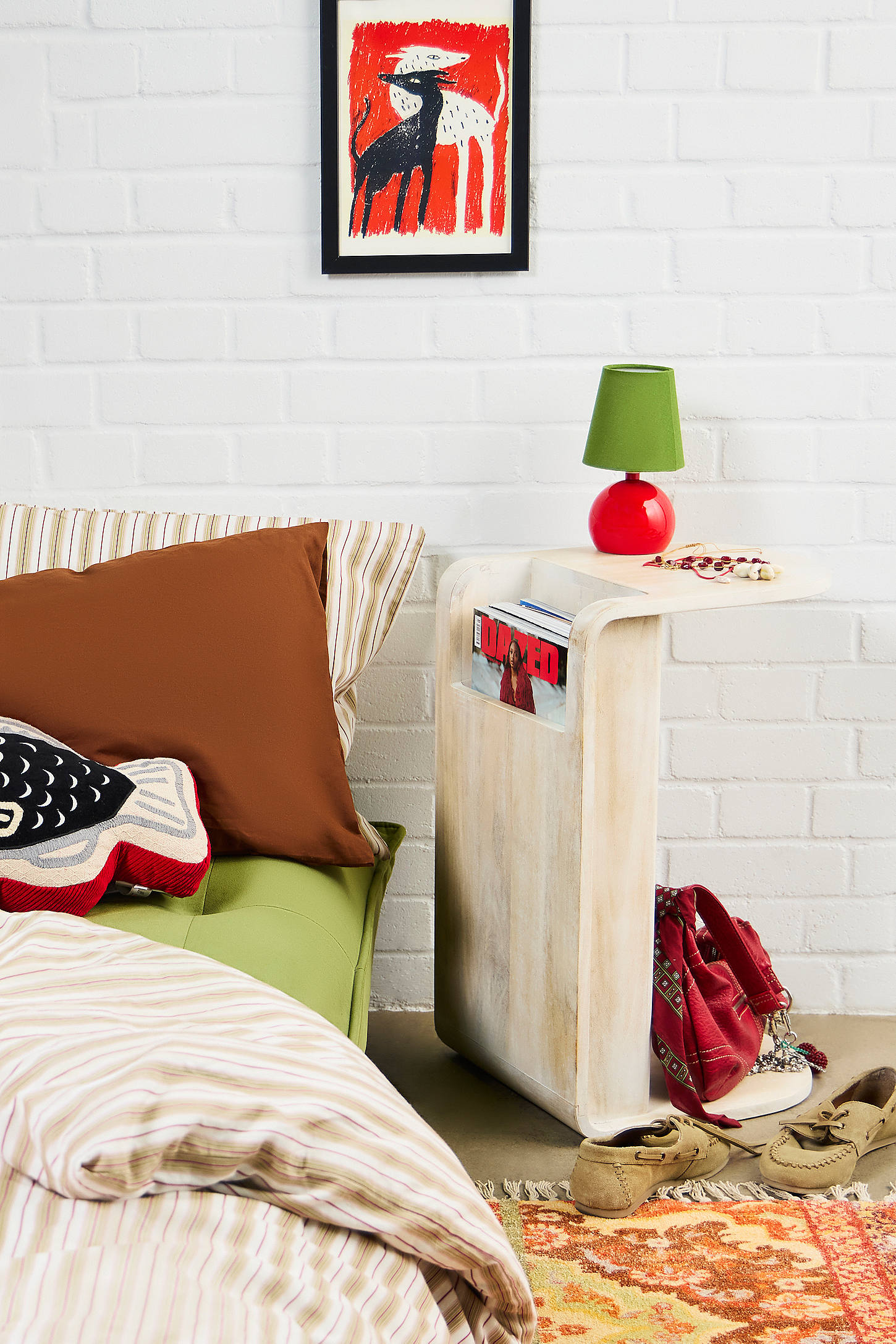 Alba Storage Side Table - White