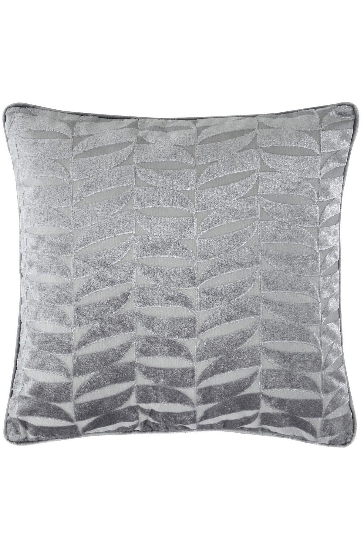 Curtina 'Kendal' Retro Geo Jacquard Woven Filled Cushion in Silver