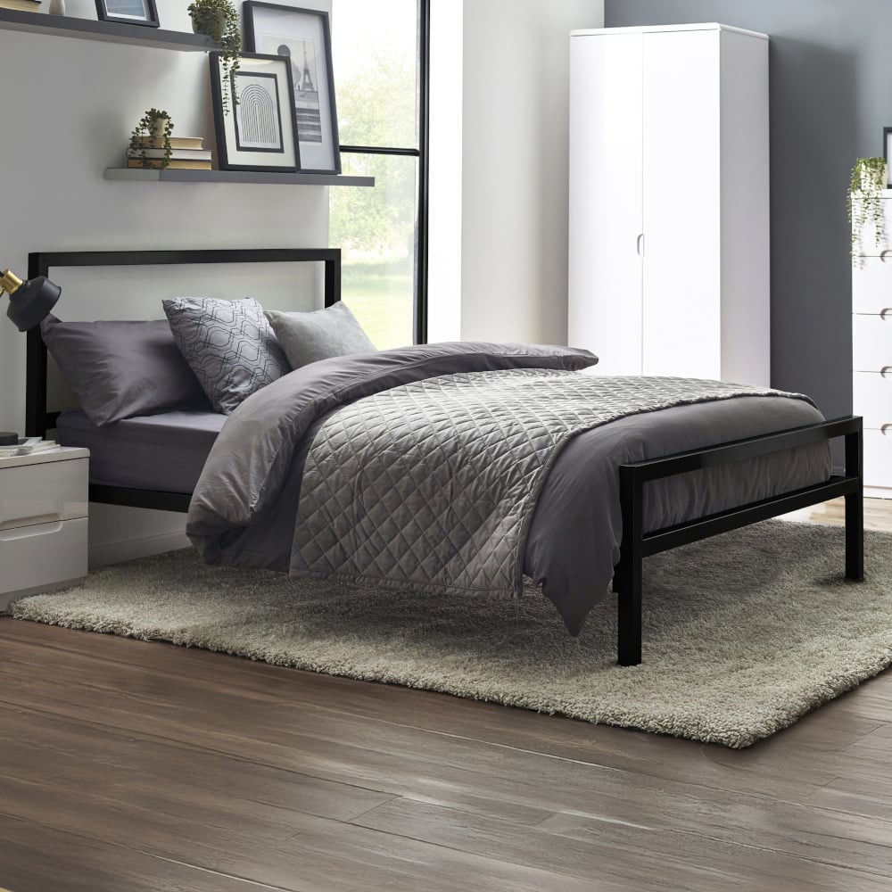 Soto - Double - Low Foot-End Metal Bed - Satin Black - Metal - 4ft6 - Happy Beds