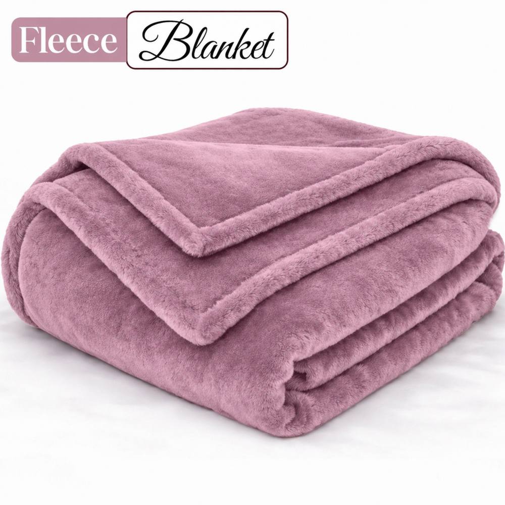 Pamposh Extra Large Flannel Fleece Blanket Reversible Bed & Sofa Throw in Pink