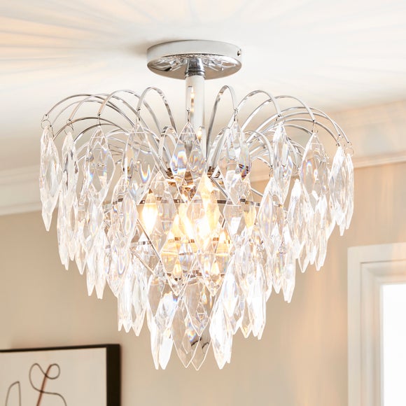 Parla Chrome Semi Flush Ceiling Light