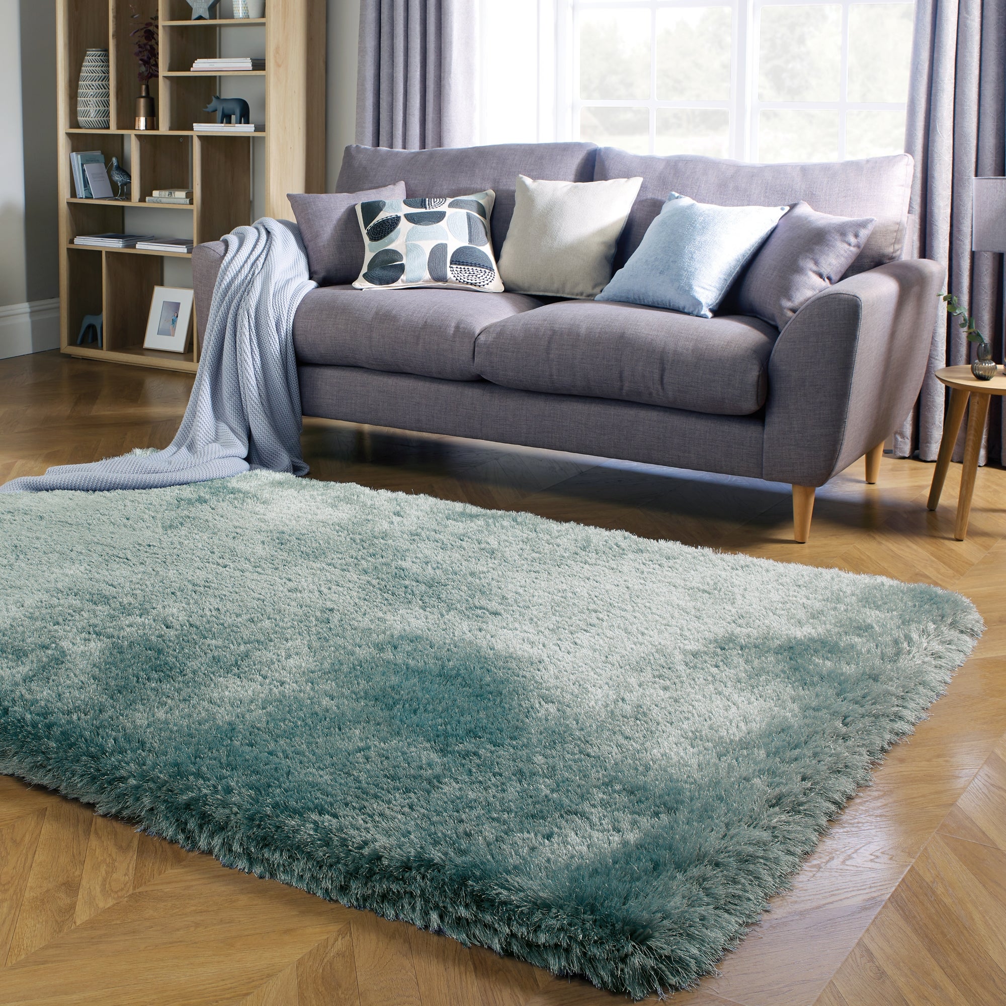 Jewel Shaggy Rug Blue