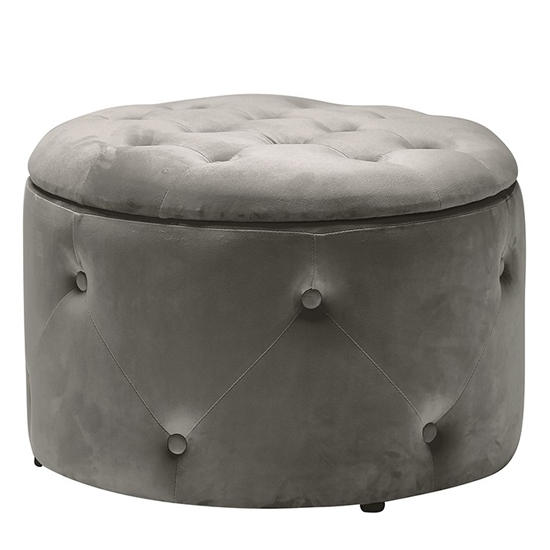 Cleo Round Storage Pouff In Charcoal