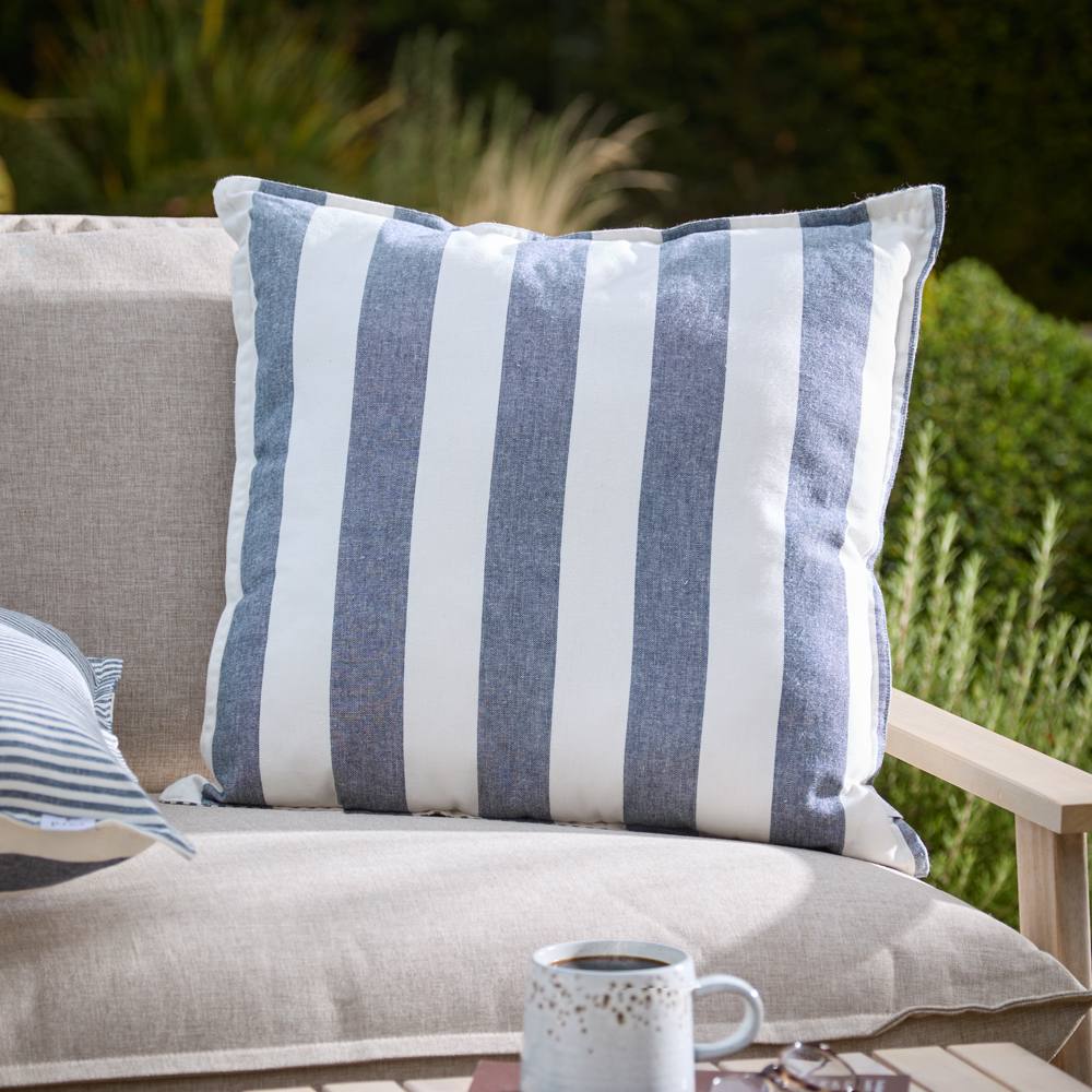 Yard Hayle 100% Cotton Striped Outdoor Cushion in Navy