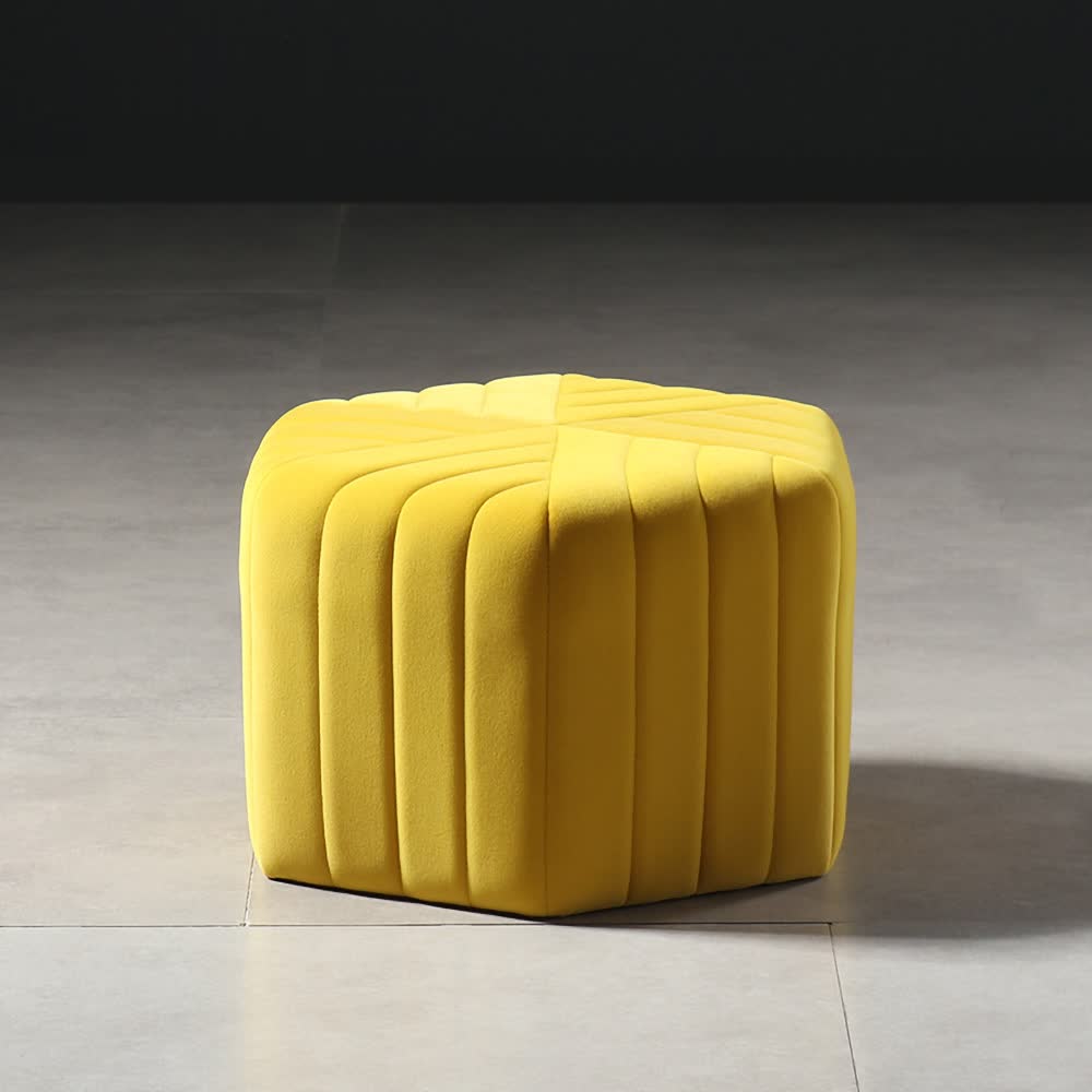 Velvet Wide Hexagonal Pouf Ottoman