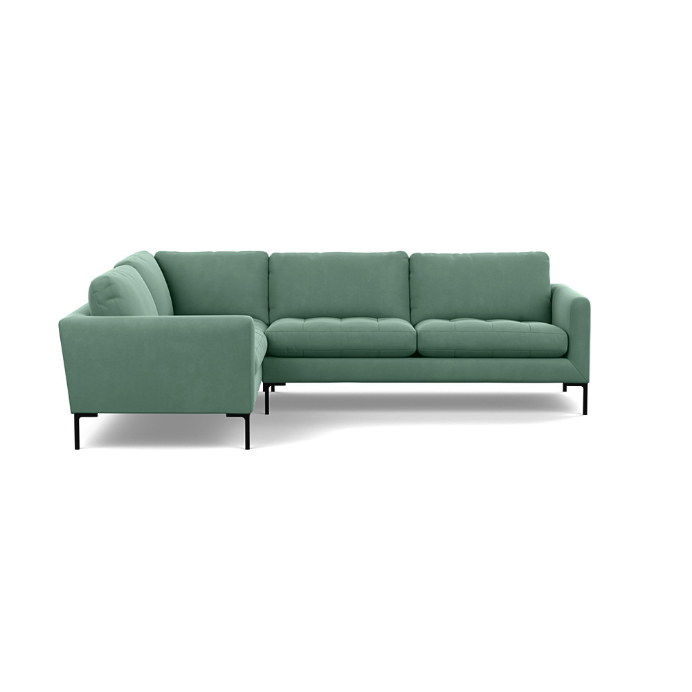Heal's Eton Left Hand Facing Corner Sofa Smart Velvet Jade Black Feet