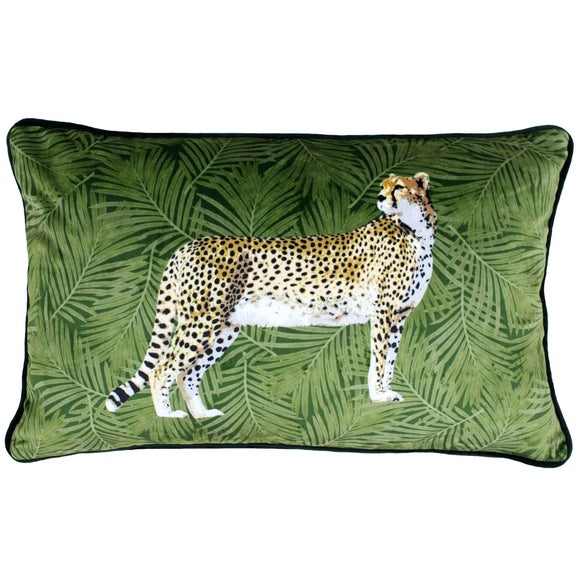Paoletti Green Cheetah Botanical Cushion