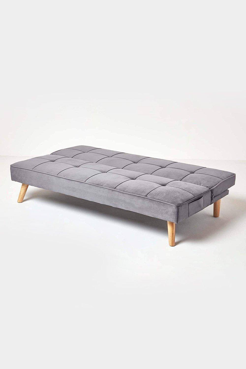 Homescapes Bower Velvet Sofa Bed in Dark Grey 3
