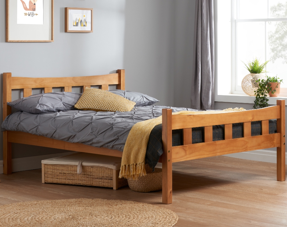 Solid Pine Wooden Bed Frame 3ft Single Miami Antique