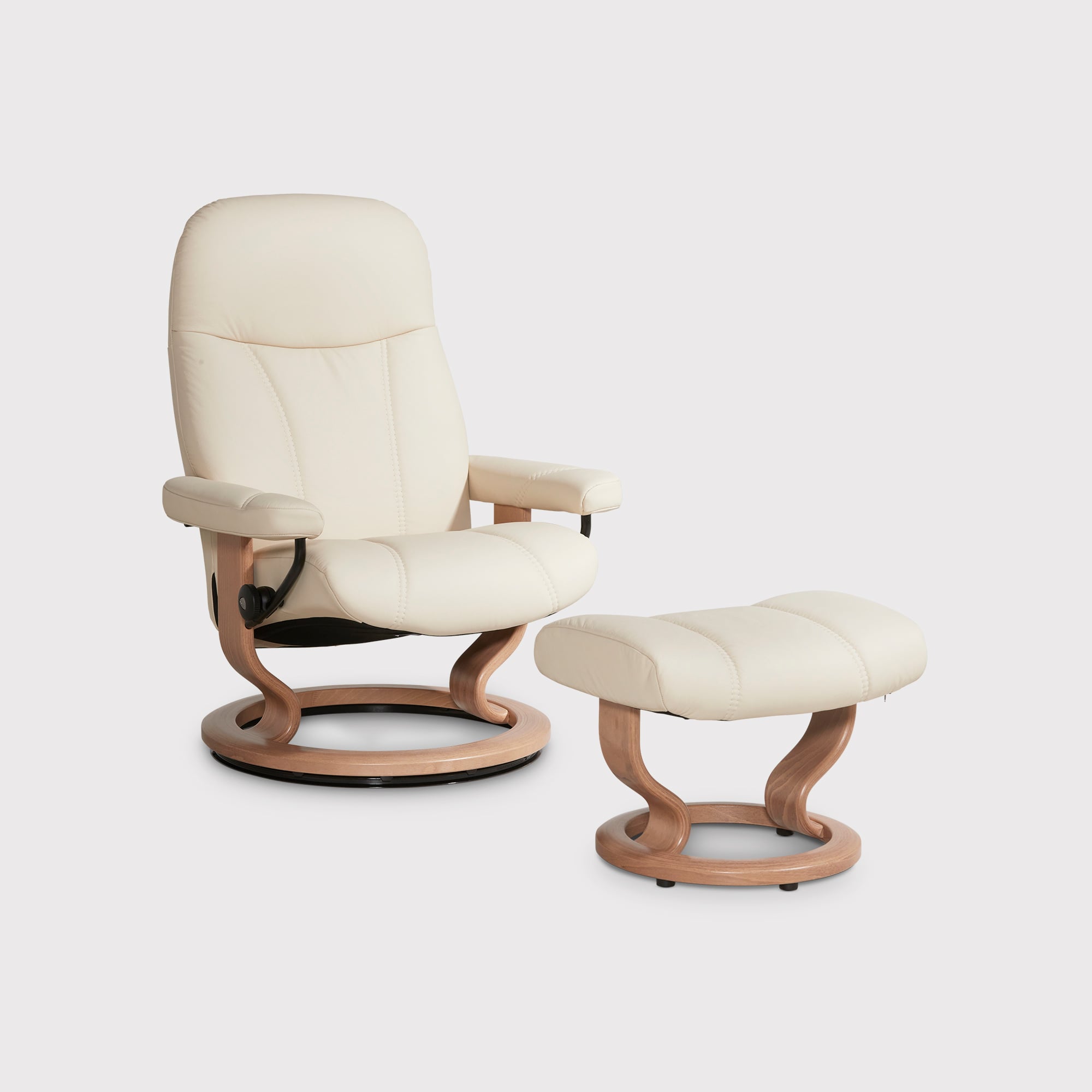 Stressless Consul Medium Recliner Chair & Stool, Neutral | Barker & Stonehouse