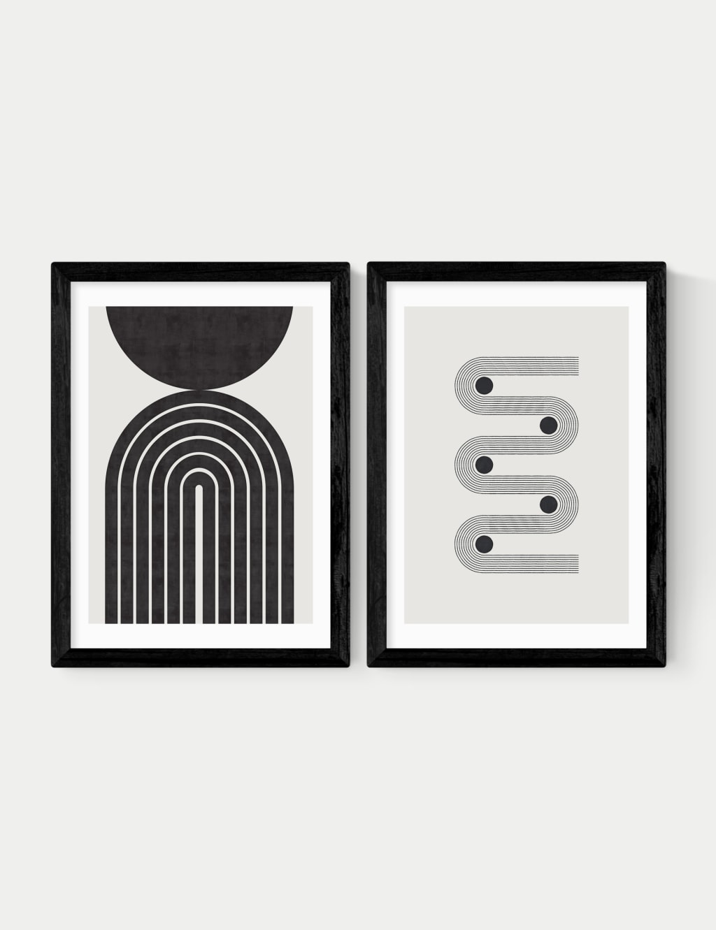 East End Prints Retro Monochrome Twin Set Framed Art Black