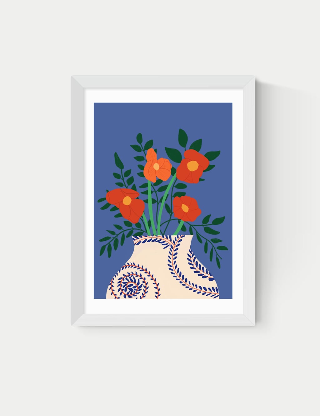 East End Prints Poppy Framed Art Print White