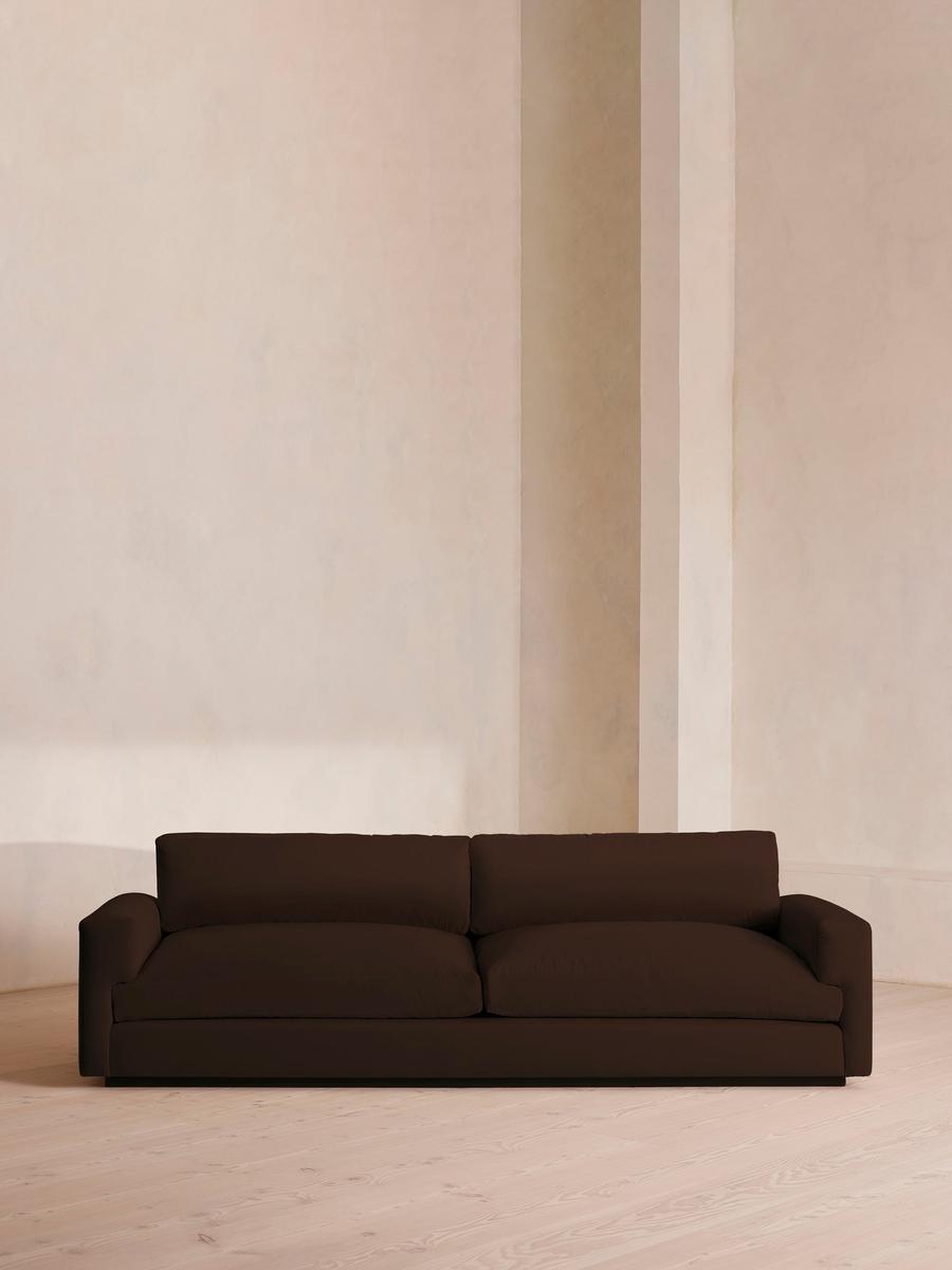Mossley Four Seater Sofa, Velvet, Chocolate Brown