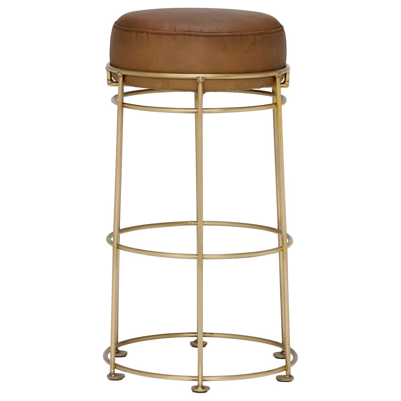 Nola Counter Stool, Light Olive and Brass