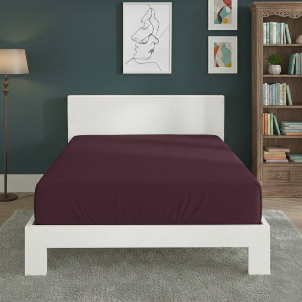 Snug City Polycotton Fitted Sheet Extra Deep 40cm Skirt Easy Care in Plum