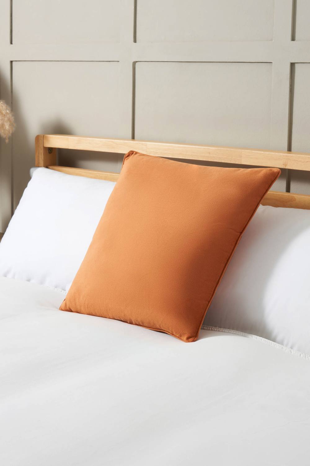 BHS Small Velour Piped Cushion in Orange
