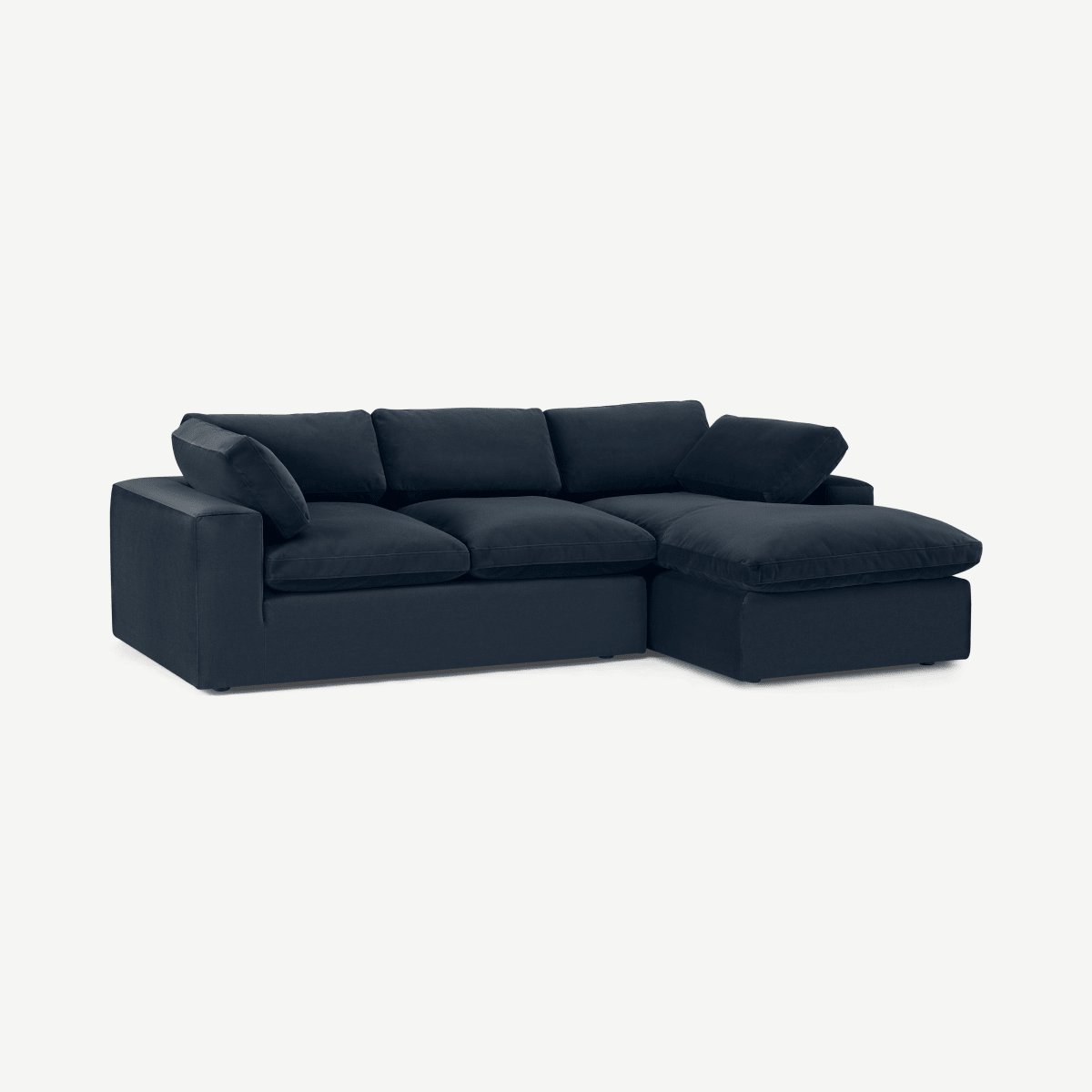 Samona Right Hand Facing Chaise End Sofa, Dark Blue Velvet