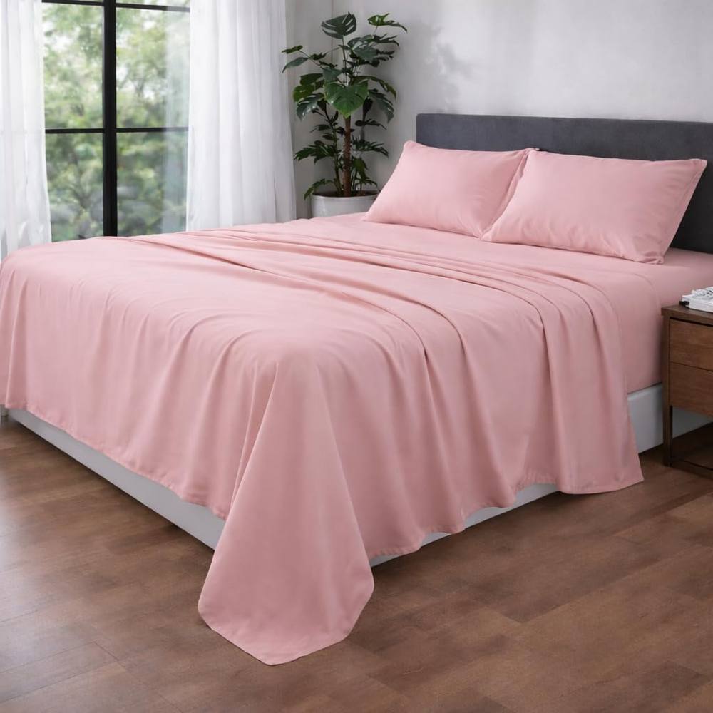 Homes-Linen Ultra Soft Microfibre Flat Sheet Breathable Wrinkle & Fade Resistant in Pink