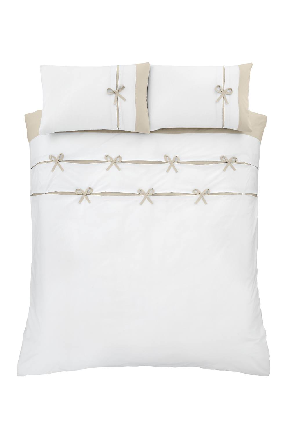 Catherine Lansfield Milo Bow Duvet Set in Natural 5