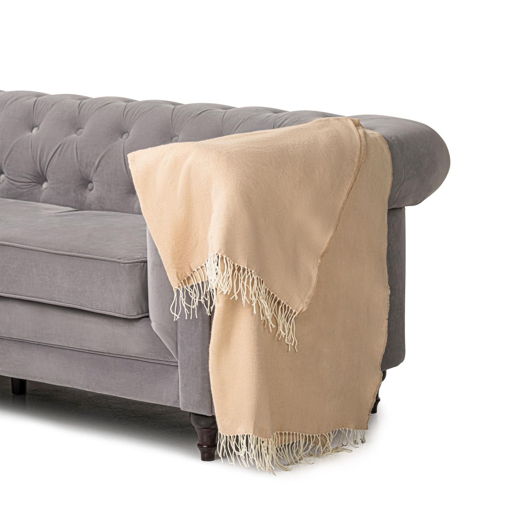 Luxury Living 100% Acrylic Throw - 150cm x 125cm - Cream
