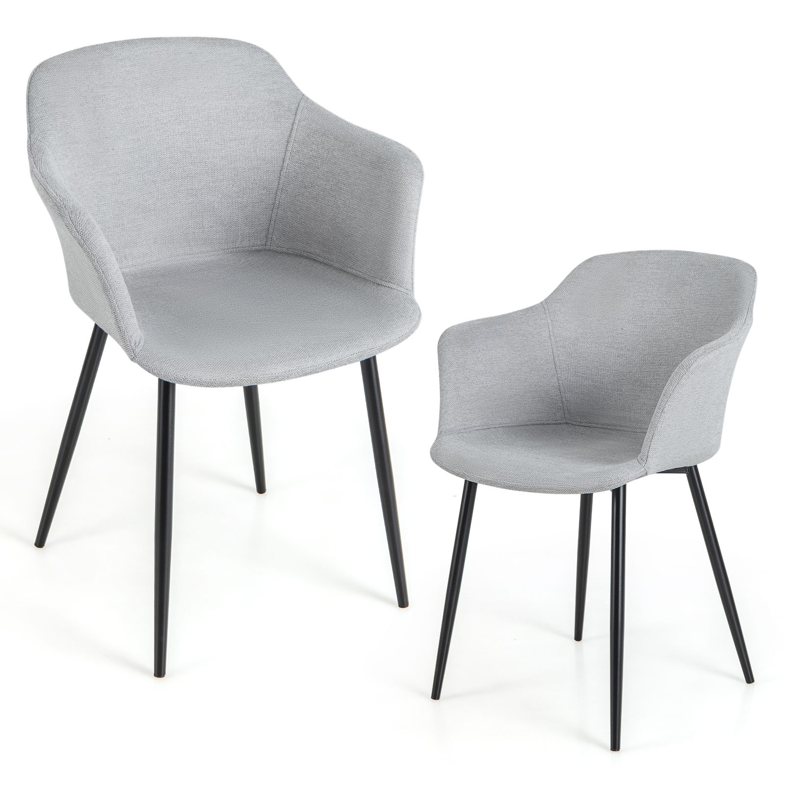 Costway Set of 2 Dining Chairs Upholstered Armless Accent Chair With Ergonomic Backrest in Off-White