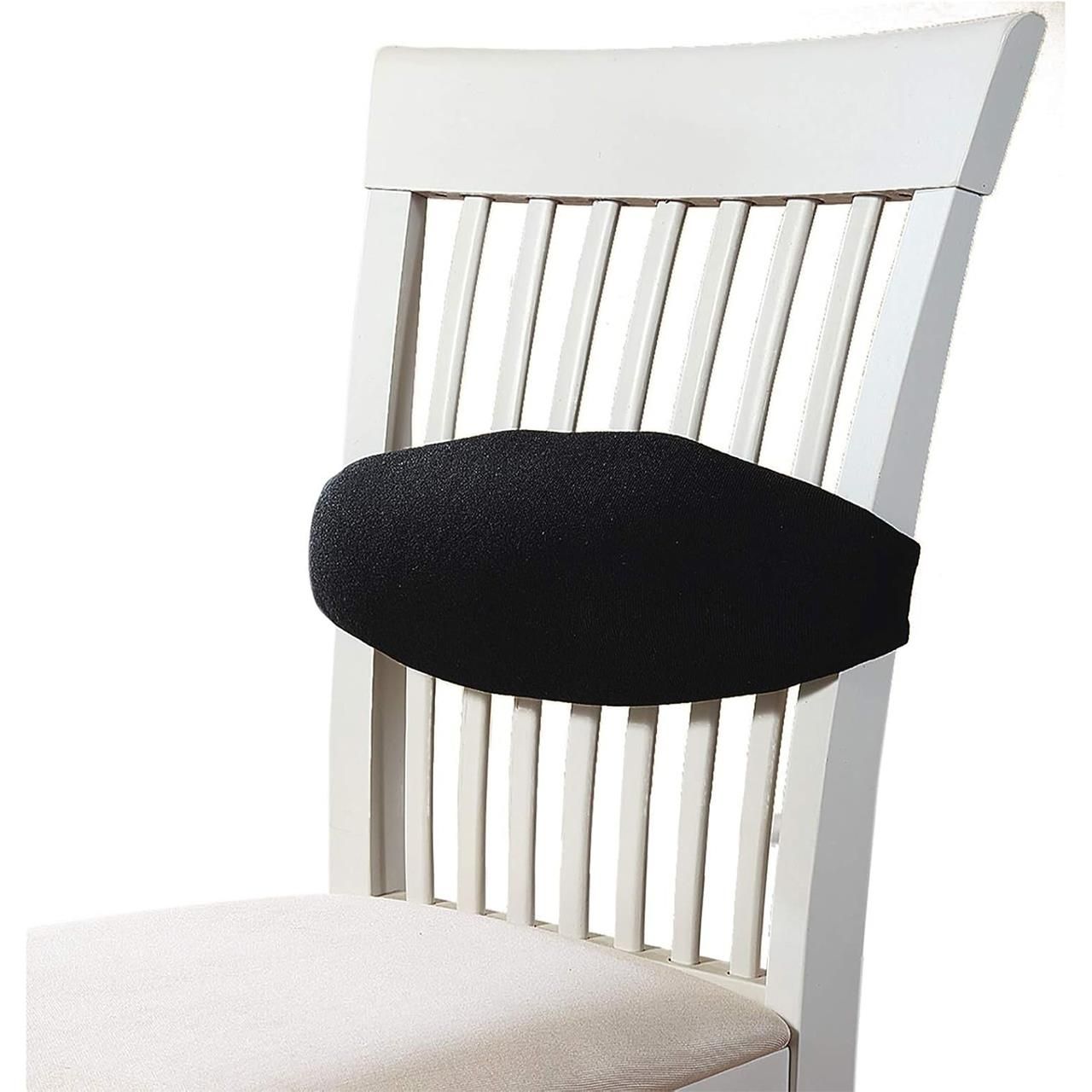mysmartbuy Black Adjustable Back Lumbar Supporting Chair Cushion with Machine Washable Cover - Measures H16 x W50 x D5.5cm