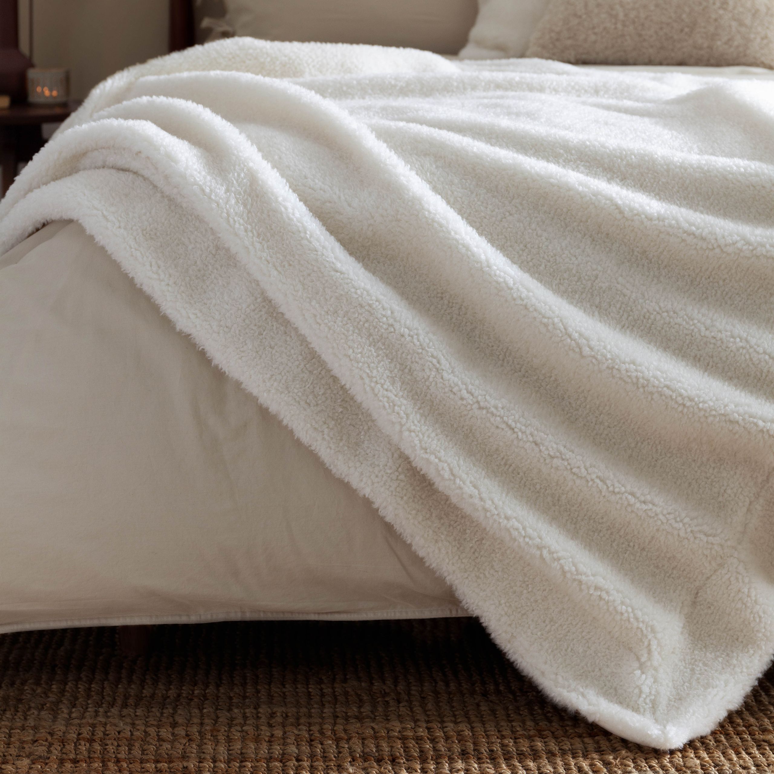 Yard Olann Faux Shearling Throw in Ecru