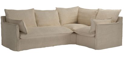 Isaac Asym: LHF 2 Seat Sofabed w RHF Single in Cashew Baylee Viscose Linen - sofa.com