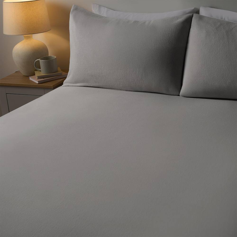 OHS Essential Brushed Cotton Soft Fitted Bed Sheet in Grey | Size: Single Fitted