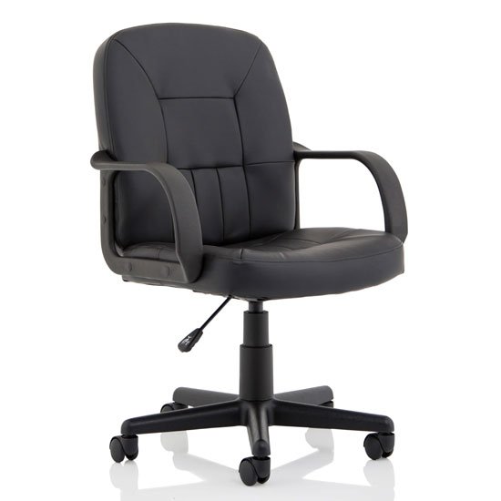 Hove Leather Executive Office Chair In Black With Arms