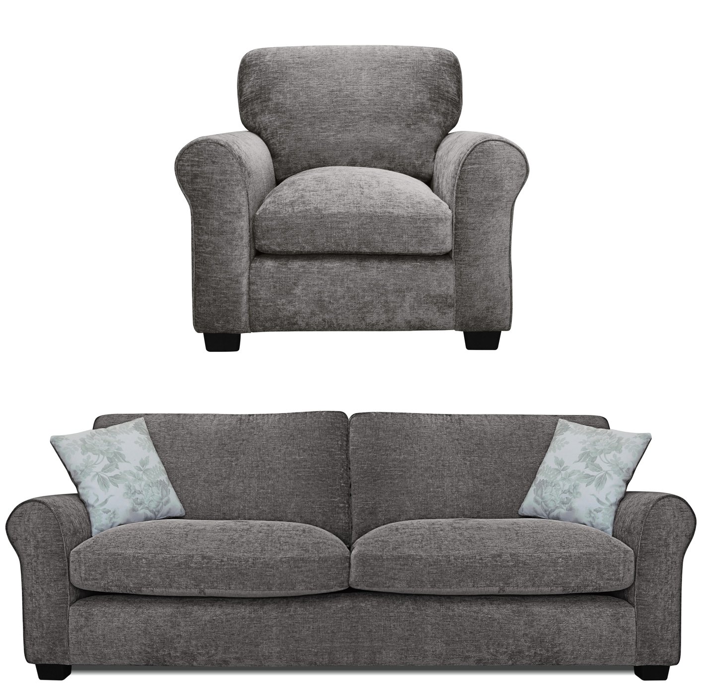 Argos Home Tammy Fabric Chair and 4 Seater Sofa - Charcoal