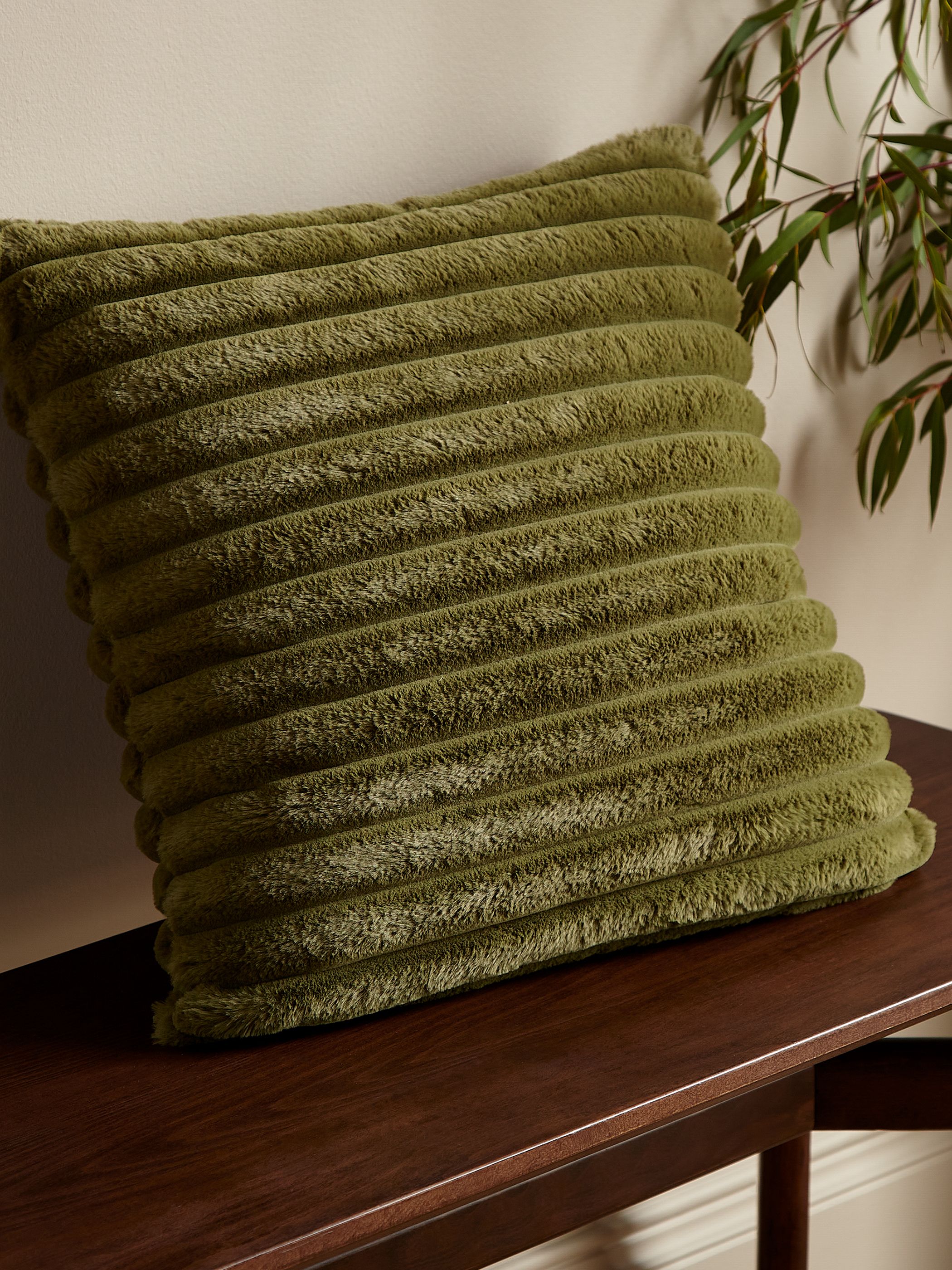 Catherine Lansfield 'Cosy Ribbed' Cushion in Olive