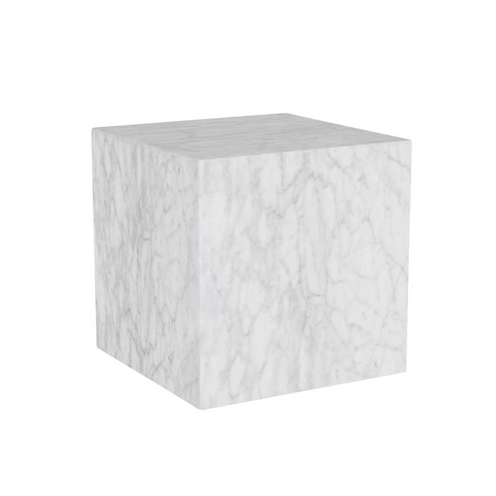 Timothy Oulton Marble Cube Side Table, White Marble