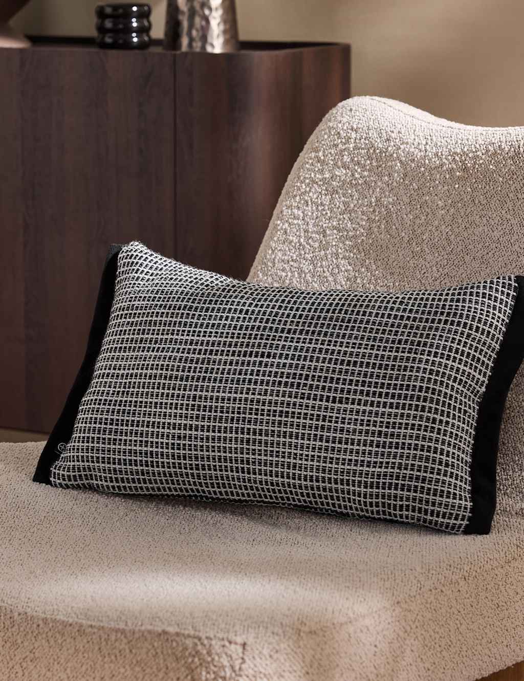 MADE Pure Cotton Cady Cushion Black Mix