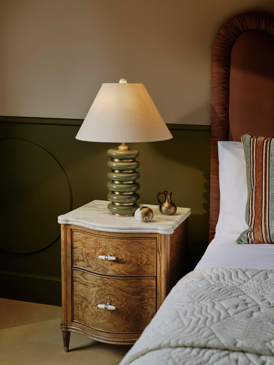 Greyson Table Lamp, High Gloss Lacquer, Olive