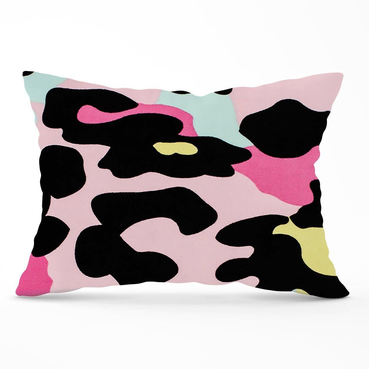 Warren Reed - Designer Colourful Leopard Print Cushions in Pink