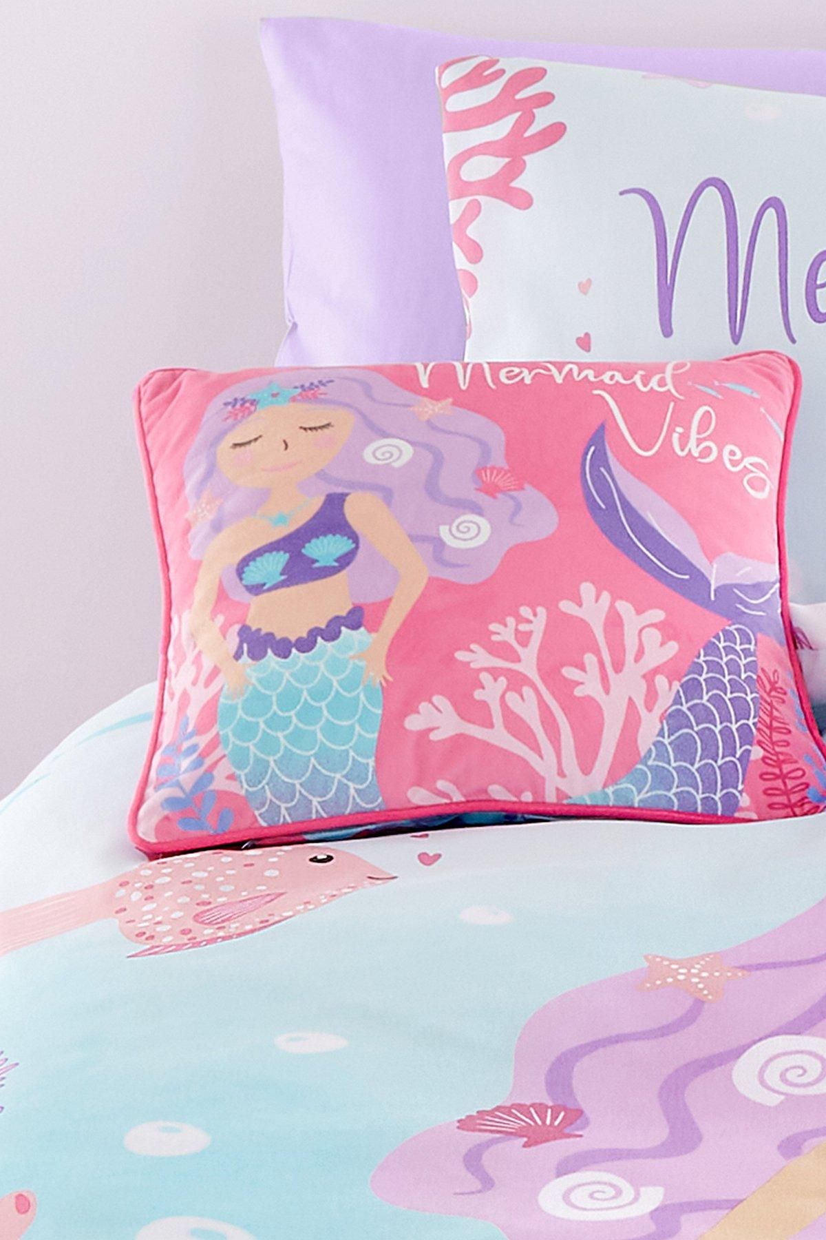 Bedlam 'Mermaid Vibes' Velvet Filled Cushion in Pink