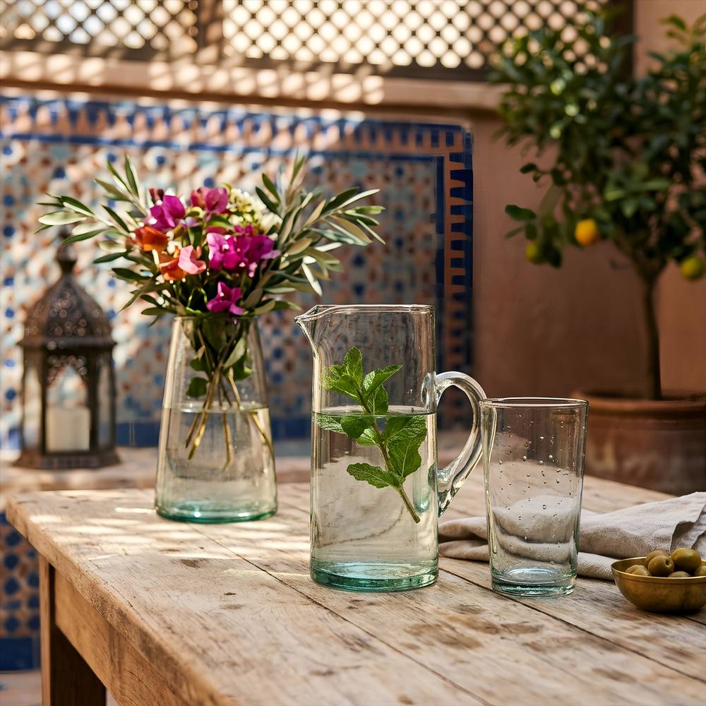Nicola Spring Jebel Repurposed Glass Vase - 3.5 Litre in Green 5