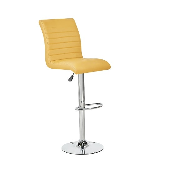 Ripple Bar Stool In Curry Faux Leather With Chrome Base