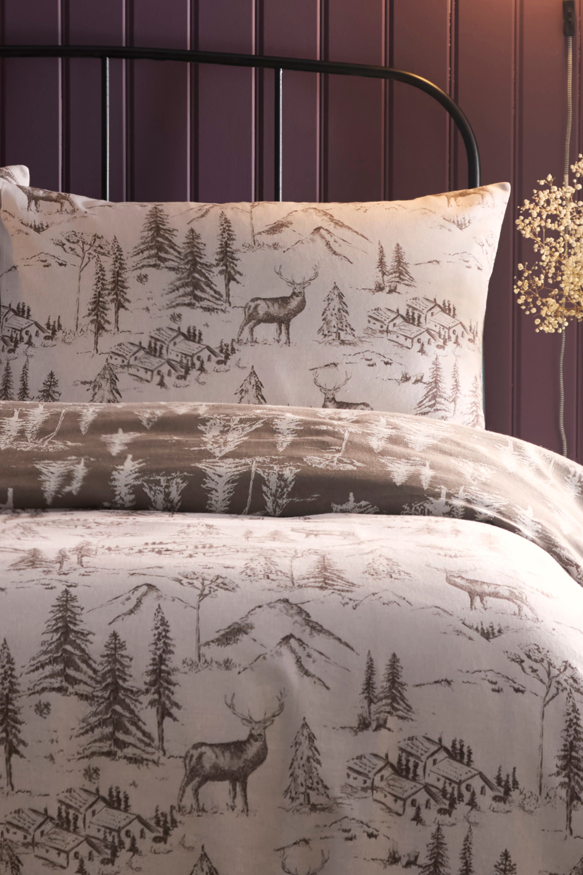 Dreams & Drapes 'Alpine Stag' Brushed Cotton Duvet Cover Set in Natural 2