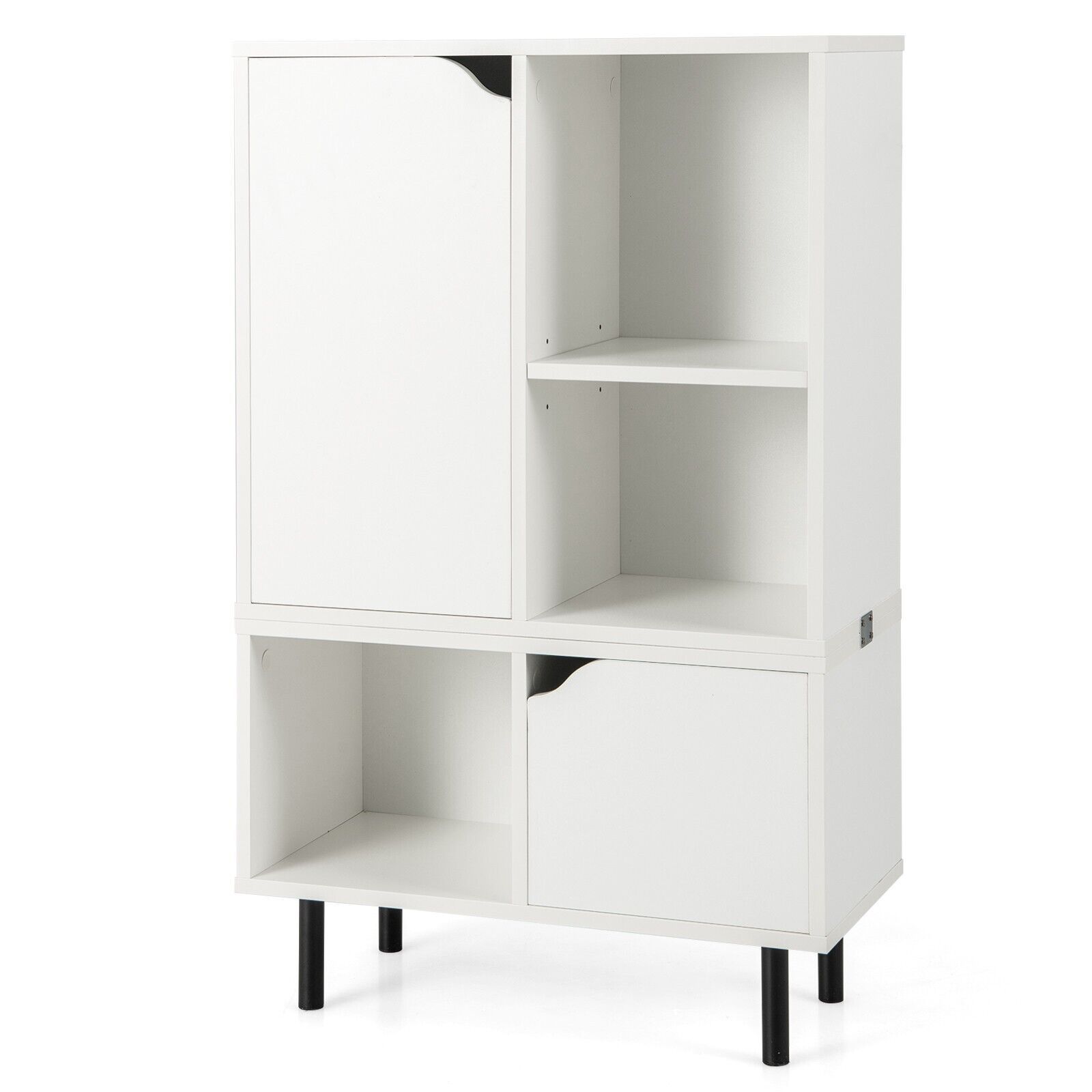 Costway Stackable Bookcase Combination Lattice Cabinet Floor Open Bookshelf in White